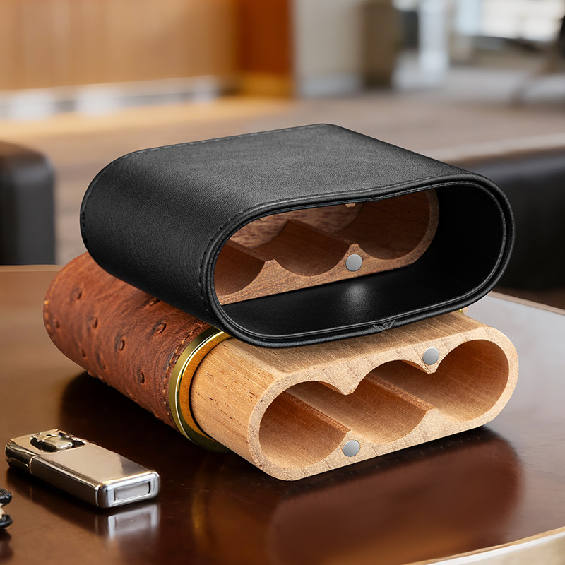 Leather Cigar Case﻿ Cedar Wood - Packaging review and price