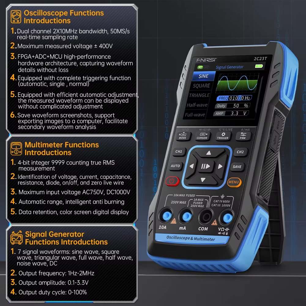 FNIRSI 2C23T 3 in 1 50MS/s 10M - Fnirsi Digital Oscilloscope Handheld review and price